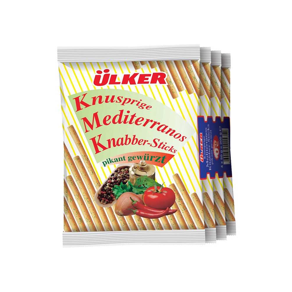 Ulker Mediteranos Spicy Stick Crackers - 4x50 gr