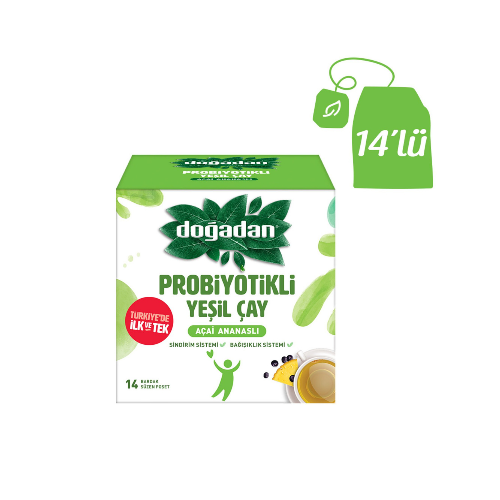 Doğadan Green Tea C V.Probiotic Acai Pineapple Mix Herbal Tea - 20 Pack