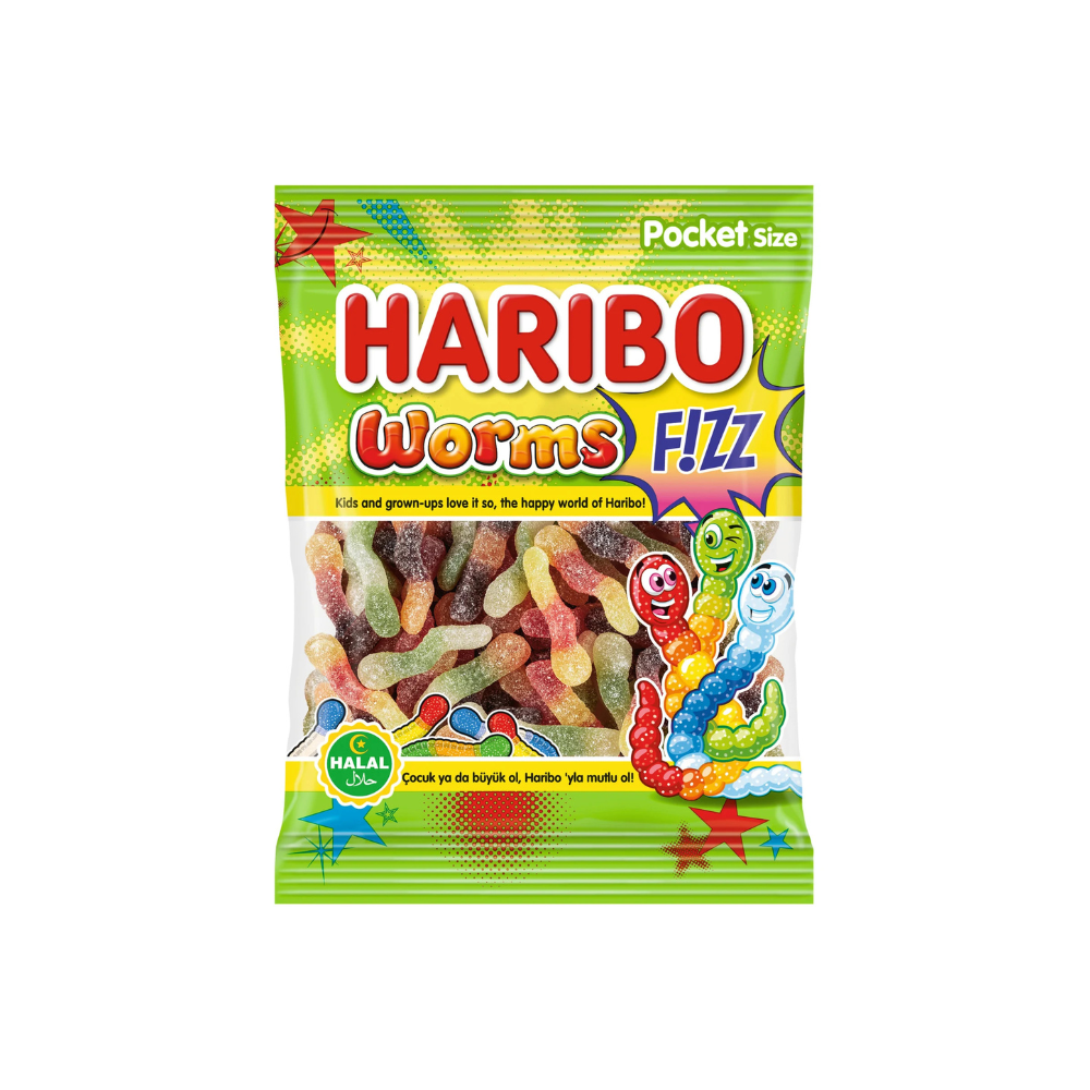 Haribo Fizz Worms Fizz (Halal) - 80 gr
