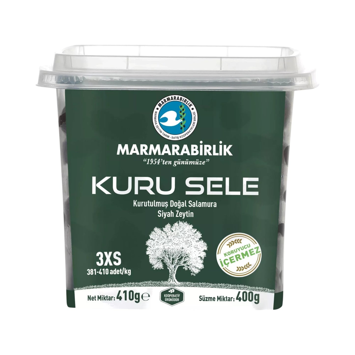 Marmarabirlik Dry Sele Large Size (S) Black Olives - 400 Grams