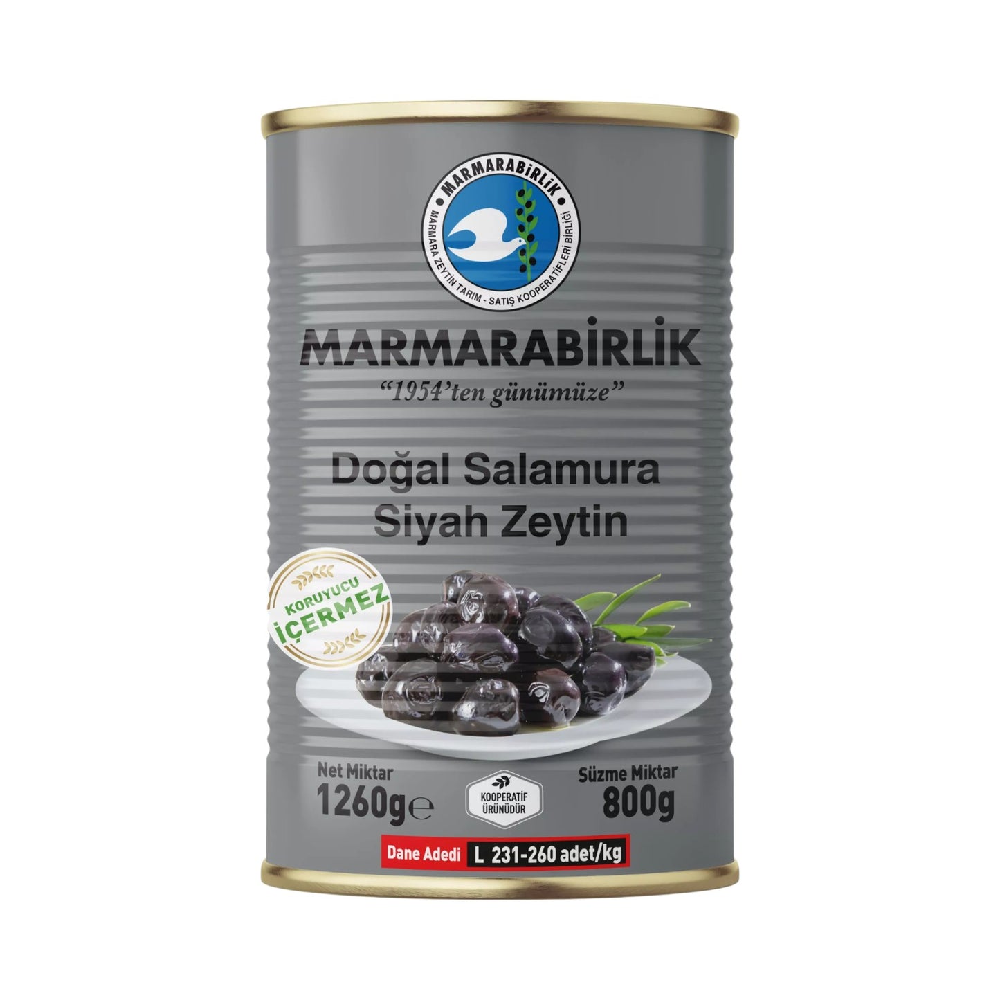Marmarabirlik Doğal Salamura Siyah Zeytin L 800 g