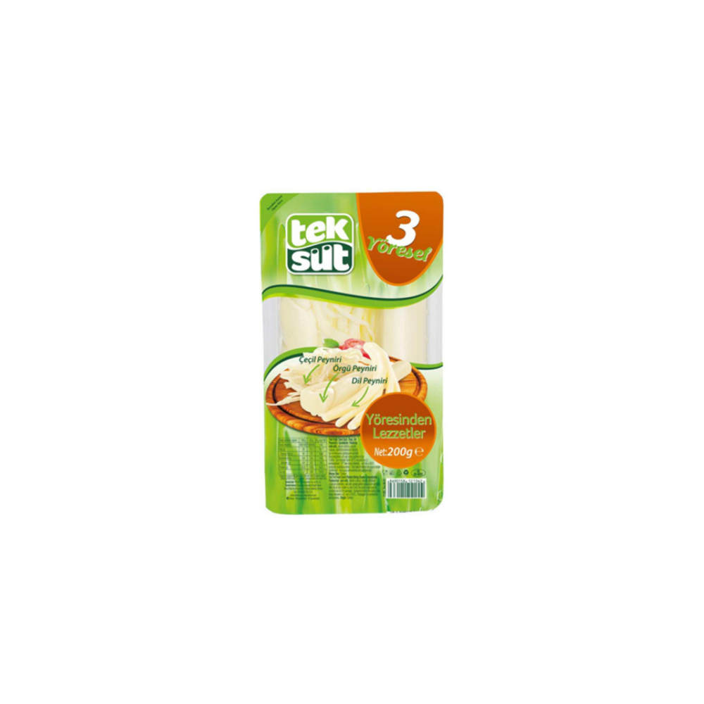 Teksüt 3 Lezzet Çeçil-Dil-Örgü Peyniri - 200 Gram