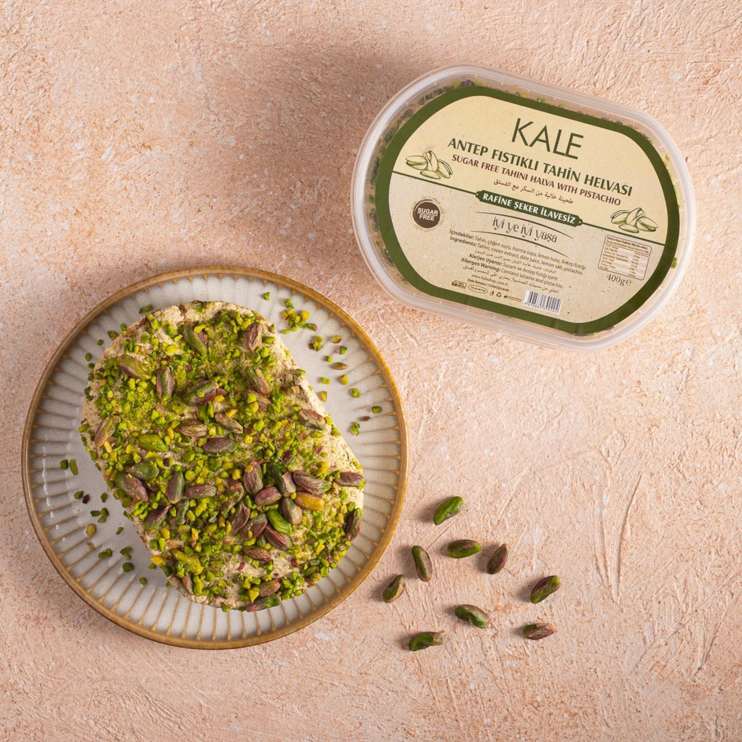 Rafine Şeker İlavesiz Antep Fıstıklı Tahin Helvası 400 g