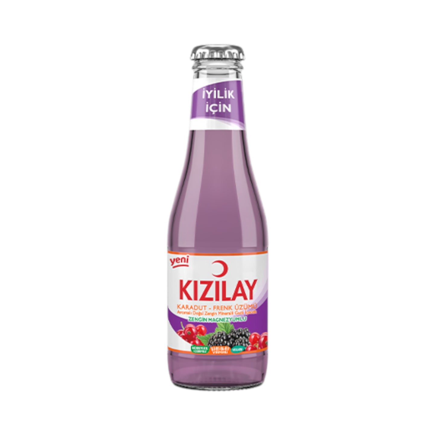 Kızılay Mineralwasser – aromatisierte Glasflasche 0,2 l (Schwarze Maulbeere und schwarze Johannisbeere)